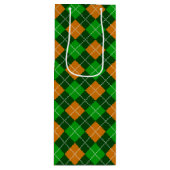 緑とオレンジのアイルランドの格子模様の色合い ワインギフトバッグ (正面)