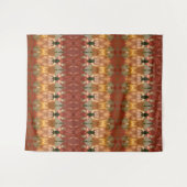 緑とオレンジのイカット3 タペストリー (正面(横))