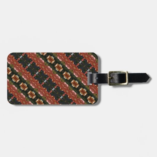 緑とオレンジのイカット6 ラゲッジタグ (正面横)