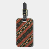緑とオレンジのイカット6 ラゲッジタグ (正面縦)