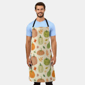 緑とオレンジのカボチャ、シームレスなパターン。 エプロン (着用した状態)
