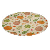 緑とオレンジのカボチャ、シームレスなパターン。 カッティングボード (角)