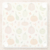 緑とオレンジのカボチャ、シームレスなパターン。 ガラスコースター (裏面)