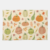 緑とオレンジのカボチャ、シームレスなパターン。 キッチンタオル (横)