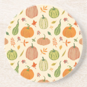 緑とオレンジのカボチャ、シームレスなパターン。 コースター