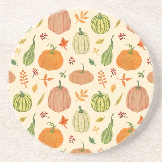 緑とオレンジのカボチャ、シームレスなパターン。 コースター (正面)