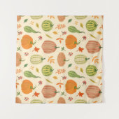 緑とオレンジのカボチャ、シームレスなパターン。 タペストリー (正面(横))