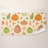 緑とオレンジのカボチャ、シームレスなパターン。 バスタオル (バスタオル)