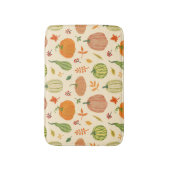 緑とオレンジのカボチャ、シームレスなパターン。 バスマット (正面縦)