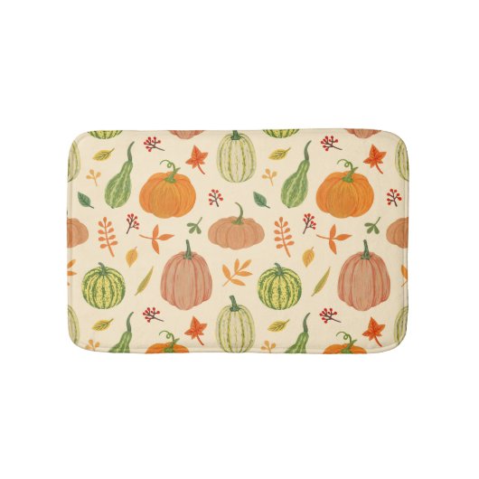 緑とオレンジのカボチャ、シームレスなパターン。 バスマット (正面)