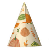 緑とオレンジのカボチャ、シームレスなパターン。 パーティーハット (裏面)