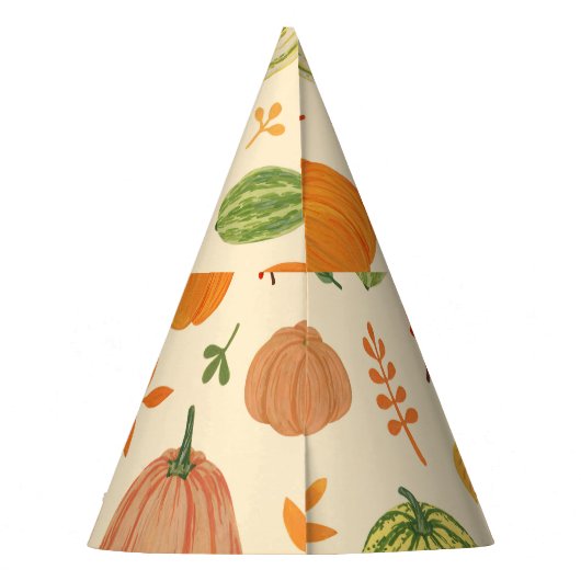緑とオレンジのカボチャ、シームレスなパターン。 パーティーハット (裏面)
