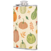 緑とオレンジのカボチャ、シームレスなパターン。 フラスク (左)