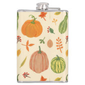 緑とオレンジのカボチャ、シームレスなパターン。 フラスク (裏面)