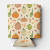 緑とオレンジのカボチャ、シームレスなパターン。 缶クーラー (裏面)