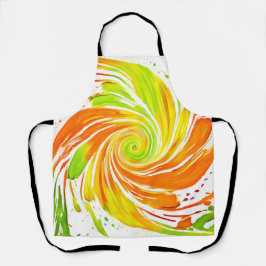 緑とオレンジのスパイラルデザイン エプロン