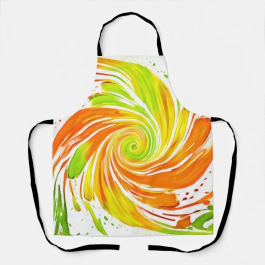 緑とオレンジのスパイラルデザイン エプロン (正面)