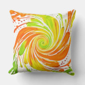 緑とオレンジのスパイラルデザイン クッション (正面)