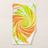 緑とオレンジのスパイラルデザイン バスタオルセット (ハンドタオル)
