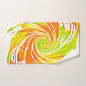 緑とオレンジのスパイラルデザイン バスタオルセット (ハンドタオル)