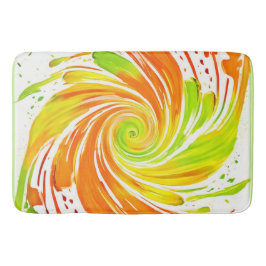 緑とオレンジのスパイラルデザイン バスマット