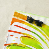 緑とオレンジのスパイラルデザイン ビーチタオル (インサイチュ)