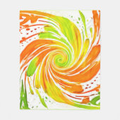 緑とオレンジのスパイラルデザイン フリースブランケット (正面)