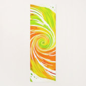 緑とオレンジのスパイラルデザイン ヨガマット (裏面)