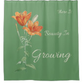 緑とオレンジのフローラの美しいがある シャワーカーテン (正面)