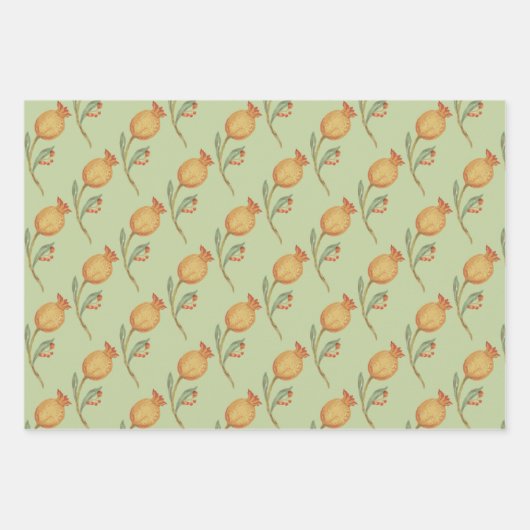 緑とオレンジのラッピング紙フラットシートセット3 ラッピングペーパーシート (正面2)