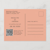 緑とオレンジのワイルドフラワーQRコード日付を保存 案内ポストカード (裏面)