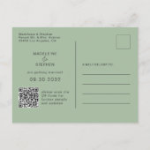 緑とオレンジのワイルドフラワーQRコード日付を保存 案内ポストカード (裏面)