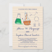 緑とオレンジの化学写真の結婚式の招待 セーブザデート (正面)