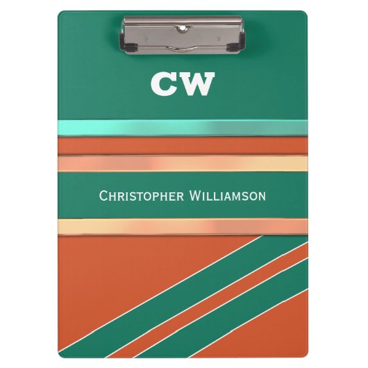 緑とオレンジの名前の追加イニシャル事務所 クリップボード (正面)
