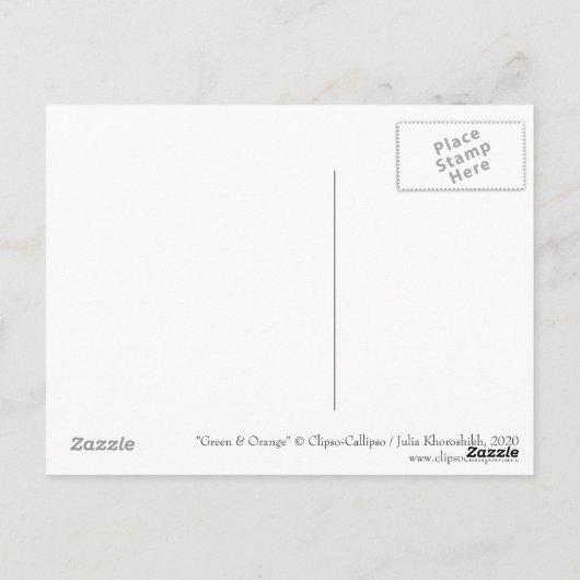 緑とオレンジの夏のワイルドフラワー絵画のフローラ ポストカード (裏面)