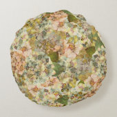 緑とオレンジの水彩紫陽花 ラウンドクッション (裏面)