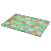 緑とオレンジの熱帯の葉のパターン カッティングボード (角)