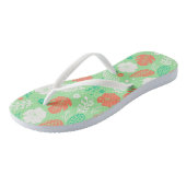 緑とオレンジの熱帯の葉のパターン ビーチサンダル (アングル)