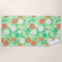 緑とオレンジの熱帯の葉のパターン