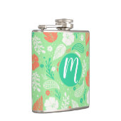 緑とオレンジの熱帯の葉のパターン フラスク (右)