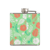 緑とオレンジの熱帯の葉のパターン フラスク (裏面)
