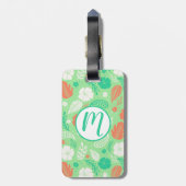 緑とオレンジの熱帯の葉のパターン ラゲッジタグ (裏面縦)