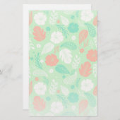 緑とオレンジの熱帯の葉のパターン 便箋 (正面/裏面)