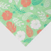 緑とオレンジの熱帯の葉のパターン 薄葉紙 (詳細)