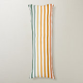 緑とオレンジの色合いストライプ水玉模様 ボディピロー (正面縦)