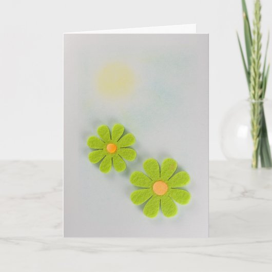 緑とオレンジの花をパーソナライズ カード (正面)
