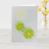 緑とオレンジの花をパーソナライズ カード (黄色い花)