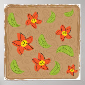 緑とオレンジの花 ポスター (正面)