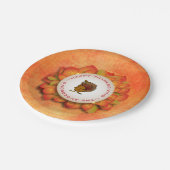 緑とオレンジの葉とトルコ ペーパープレート (アングル)