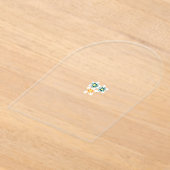 緑とオレンジの3つの花花びら アクリル招待状 (レイダウン)